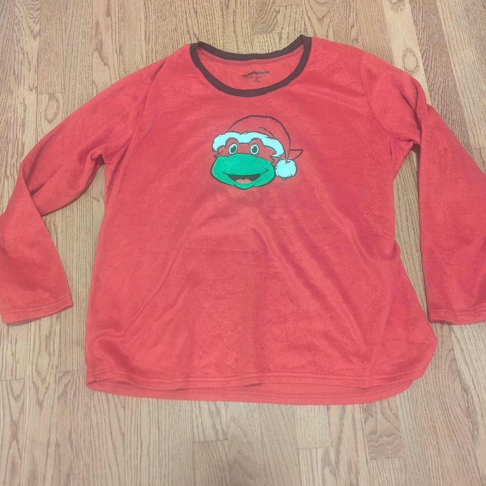 Nickelodeon Ninja Turtles Mutant Women's 3X Santa Raphael Fleece Top 90's Funny